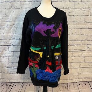 Vintage Cedars 1990s Embellished Sweater Cowboy Western Style Beaded Chunky Knit